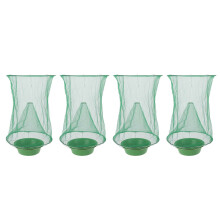4pcs Outdoor Fly Trap Reusable Hanging Fly Trap Cage Net with Bait Tray for Garden Farm Orchard