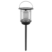 Stainless Steel Solar Powered LED Light Pest Bug Zapper Mosquito Killer Lamp Garden Lawn(Black)