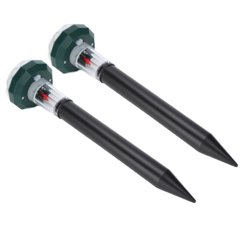 2PCS Solar Powered Pest Repeller Safe and Effective LED Ultrasonic Animal Mole Repeller 2