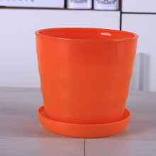 Flower Pot Flexible Round Modern Planter with Removable Tray for Gardening Office Balcony Orange XL
