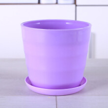 Flower Pot Flexible Round Modern Planter with Removable Tray for Gardening Office Balcony Purple M