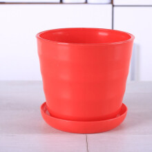 Flower Pot Flexible Round Modern Planter with Removable Tray for Gardening Office Balcony Red XL
