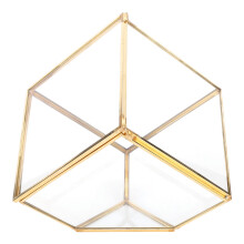 Gold Geometric Glass Planter Succulent Plants Container Artificial Flower Box Decoration