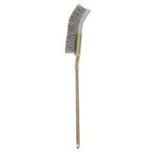 Curved / Straight Head Steel Soft Bonsai Brush Garden Cleaning Tool (Curved Head)