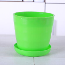 Flower Pot Flexible Round Modern Planter with Removable Tray for Gardening Office Balcony Green L