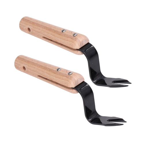 2Pcs Forked Head Hand Weeder Puller Wood Handle Remove Weeds Shovel Garden Weeding Fork Trimming Tools Planting Gadgets 2