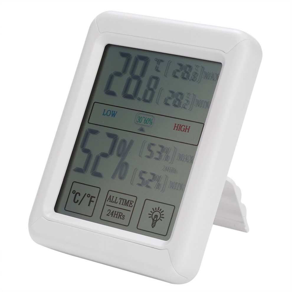 Multifunction Digital Thermometer Hygrometer Indoor Temperature Gauge Touchscreen Backlight