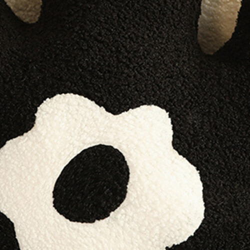 Hugging Pillow Flower Shaped Sponge Filling Soft Thick Decorative Throw Pillow for Sofa Black 2