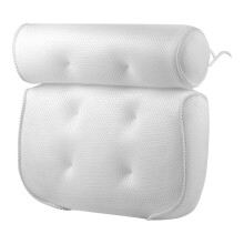 3d mesh bathroom bathtub non-slip with suction cup pillow without neck protection pillow White Gray
