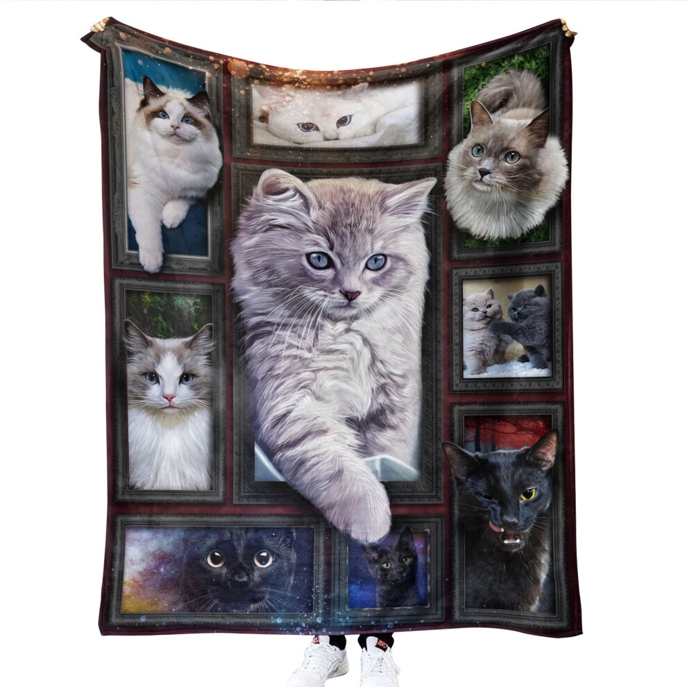 Printed flannel blanket, thickened wool blanket, folding blanket, air conditioning baby blanket, cat blanket