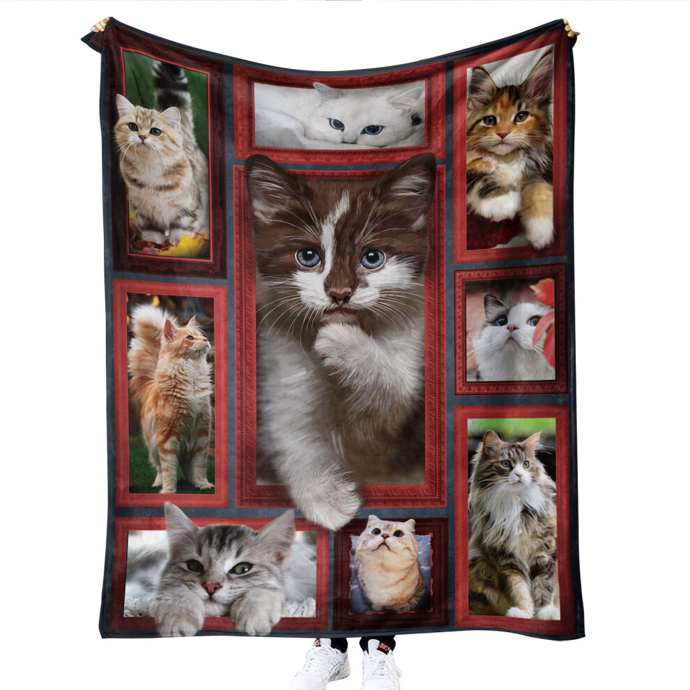 Printed flannel blanket, thickened wool blanket, folding blanket, air conditioning baby blanket, cat blanket