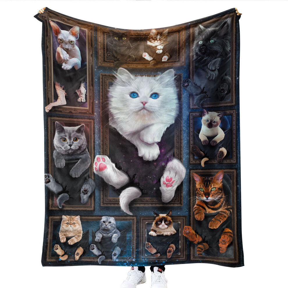 Printed flannel blanket, thickened wool blanket, folding blanket, air conditioning baby blanket, cat blanket-image-OPC-PMHFNT5-NEW