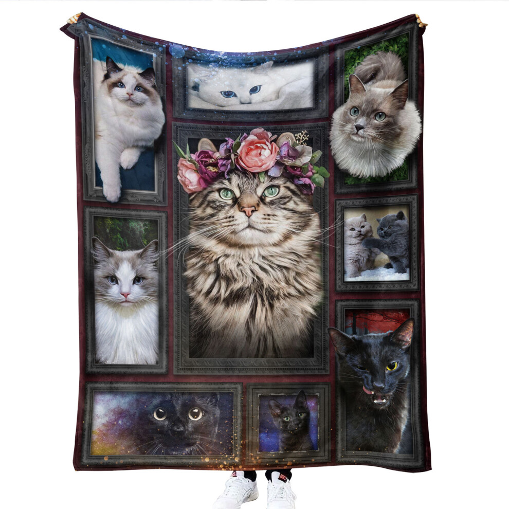 Printed flannel blanket, thickened wool blanket, folding blanket, air conditioning baby blanket, cat blanket