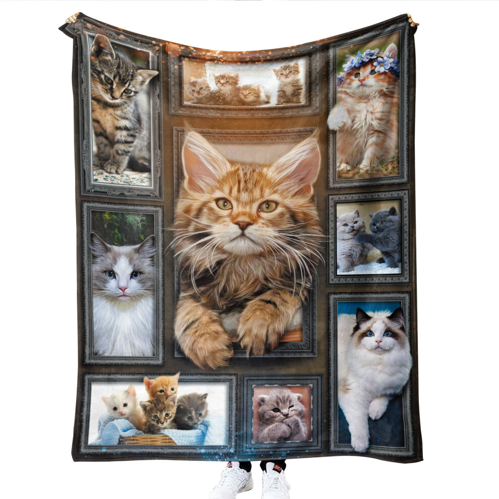 Printed flannel blanket, thickened wool blanket, folding blanket, air conditioning baby blanket, cat blanket