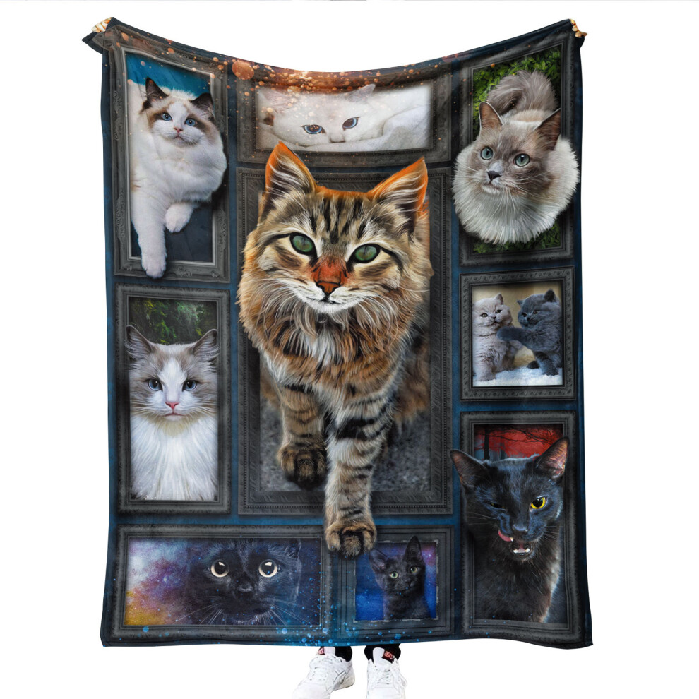 Printed flannel blanket, thickened wool blanket, folding blanket, air conditioning baby blanket, cat blanket