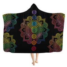 Viking Hooded Blanket Mens Doodle Cape Blanket Runes and Compass Totem 3D Printing Comfortable Soft Flannel Blanket with Hood Bedding