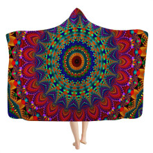 Viking Hooded Blanket Mens Doodle Cape Blanket Runes and Compass Totem 3D Printing Comfortable Soft Flannel Blanket with Hood Bedding