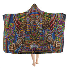 Viking Hooded Blanket Mens Doodle Cape Blanket Runes and Compass Totem 3D Printing Comfortable Soft Flannel Blanket with Hood Bedding