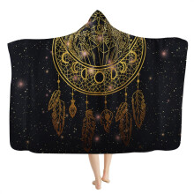 Viking Hooded Blanket Mens Doodle Cape Blanket Runes and Compass Totem 3D Printing Comfortable Soft Flannel Blanket with Hood Bedding