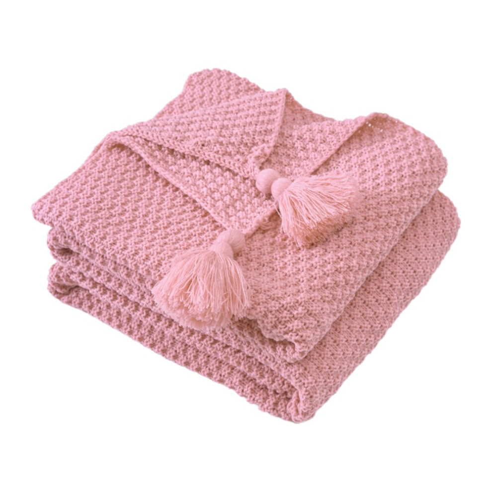 Tassel Knitted Wool Blanket Baby Blanket Air Conditioning Lunch Break Blanket Shawl Blanket Sofa Casual Blanket with Ball