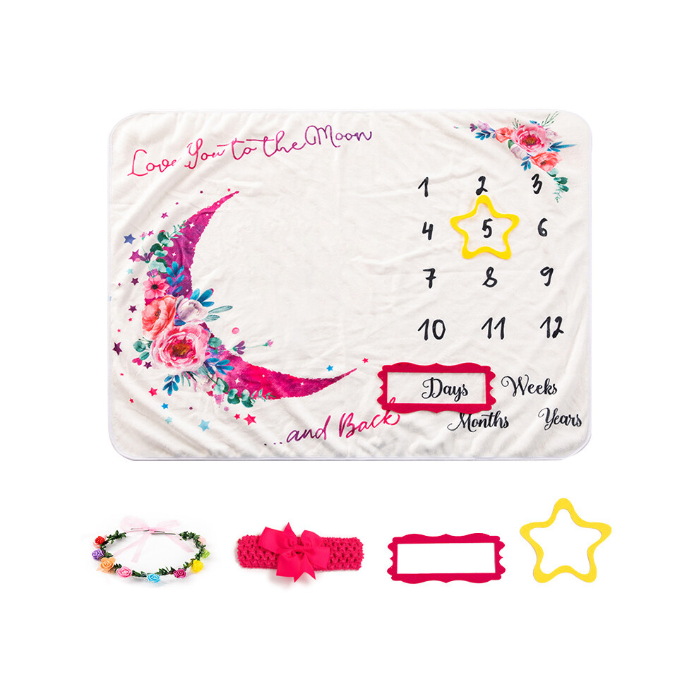 Baby Milestone Photo Blanket with Hair Band Garments Background Blanket Baby Blanket Blanket Growth Memorial Blanket