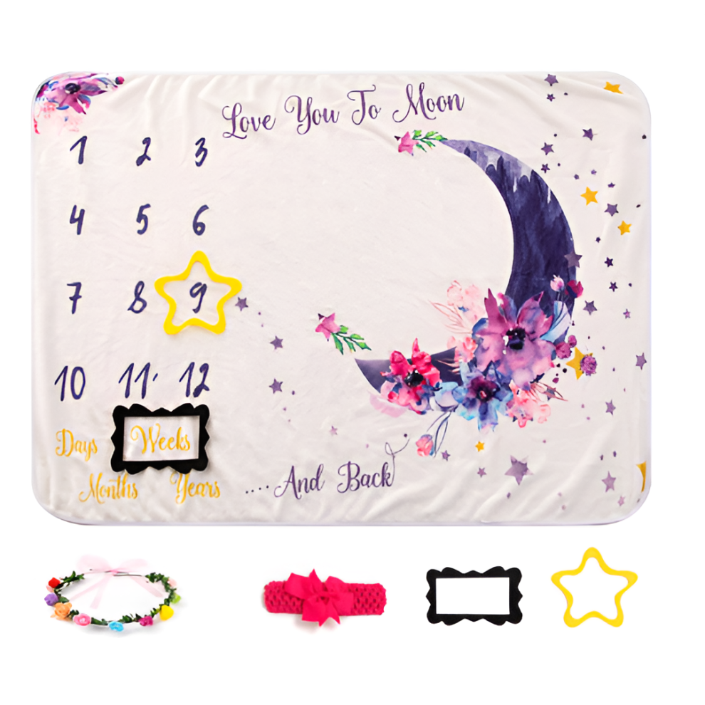 Baby Milestone Photo Blanket with Hair Band Garments Background Blanket Baby Blanket Blanket Growth Memorial Blanket