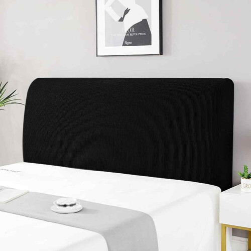 Expandable headboard cover for bed 170-190 cm Black