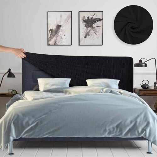 Expandable headboard cover for bed 170-190 cm Black 2