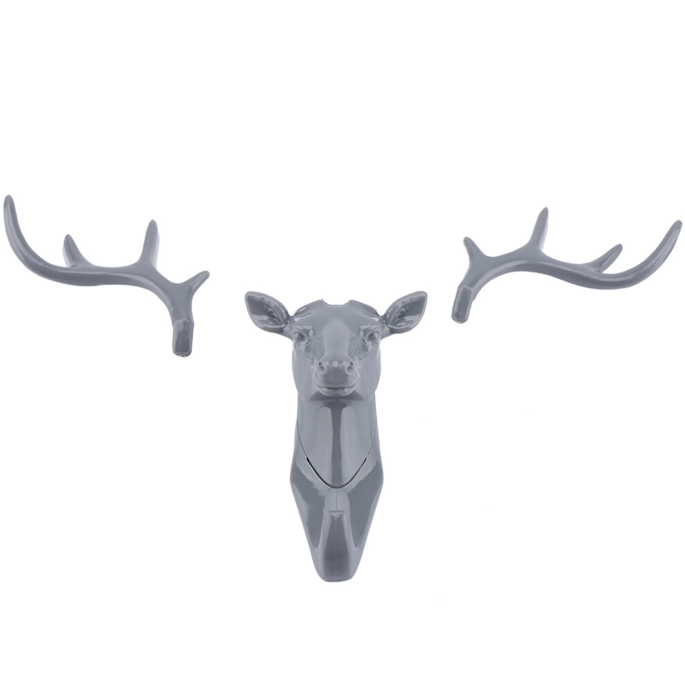 1 Pcs Animals Deer Head Hook Hanger Rack Holder Wall Mount For Home Room Decor(Grey)18.5*17Cm 9183899042632