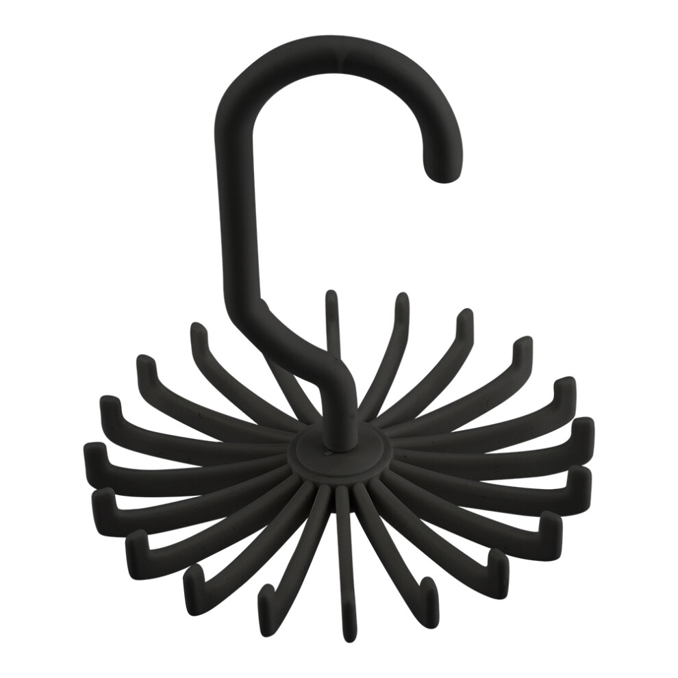 Tie Rack, Scarves Hanger, 360 Rotatable Tie Rack Belt Scarves Hook Hanger Holder Organizer (Black) 9183899043011