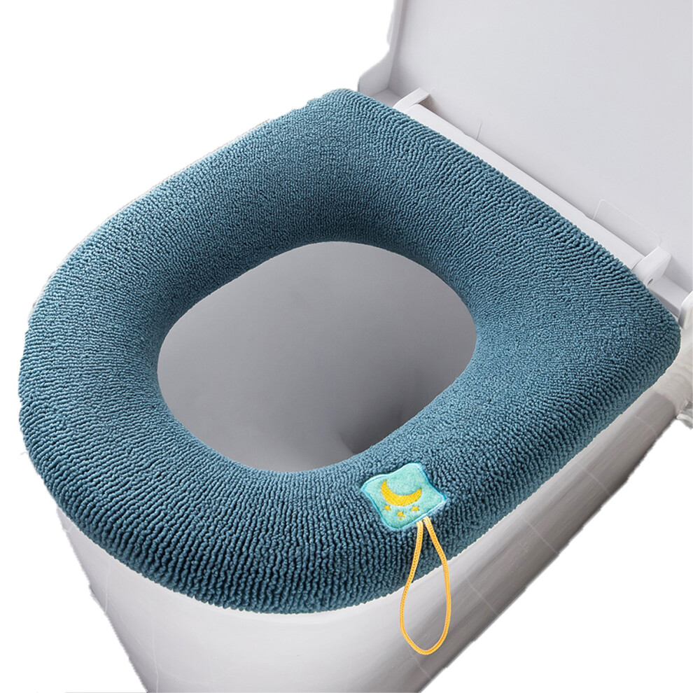 Toilet Seat Cover,Bathroom Soft Thicker Warmer Fixed Stretchable Washable Fiber Cloth Toilet Seat Covers Pads 9183899042823