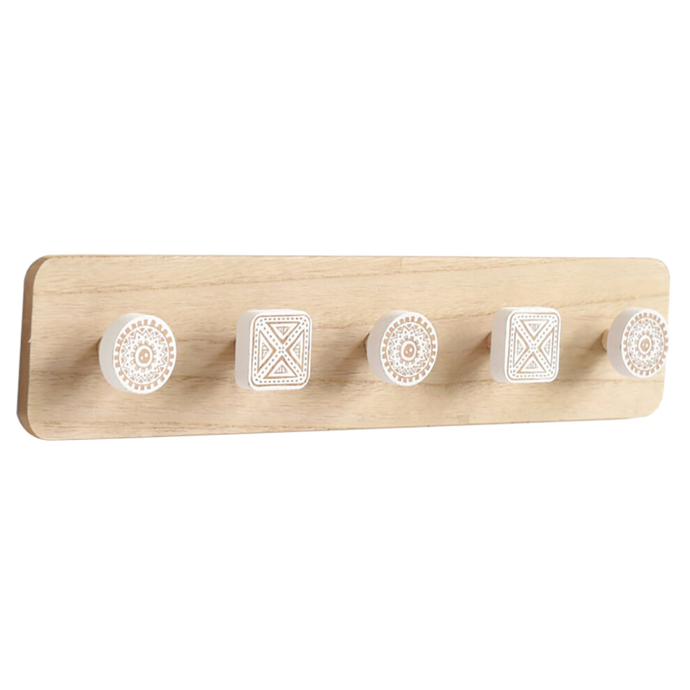 Nordic Style Wood Wall Mount Storage Rack Sticky Hook Hat Towel Hanger Bedroom Wall 9183899043622