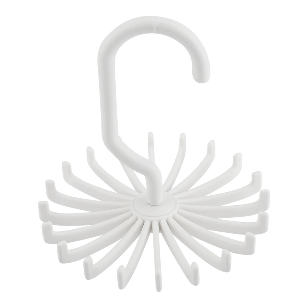 360 Rotatable Tie Rack Belt Scarves Hook Hanger Holder Organizer (White) 9183899043912