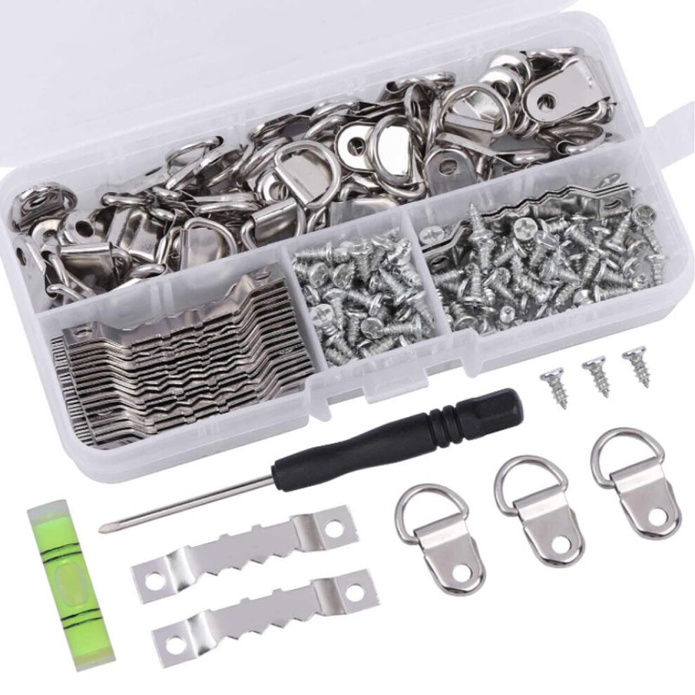 225 Pcs Picture Hooks Triangle Ring Picture Hangers With Screws Picture Frame Hardware 9183899043646