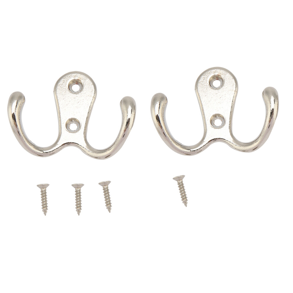 Vintage Style Double Coat Hat Hooks Closet Hanger Organizer (2Pc Silver S) 9183899043653