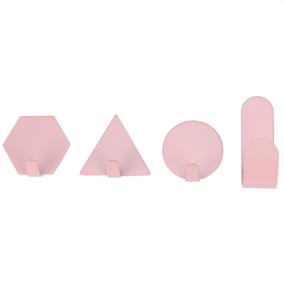 4 Pcs Strong Home Kitchen Self Adhesive Hooks Wall Hanger Seamless Hooks For Bathroom(Pink) 9183899044032