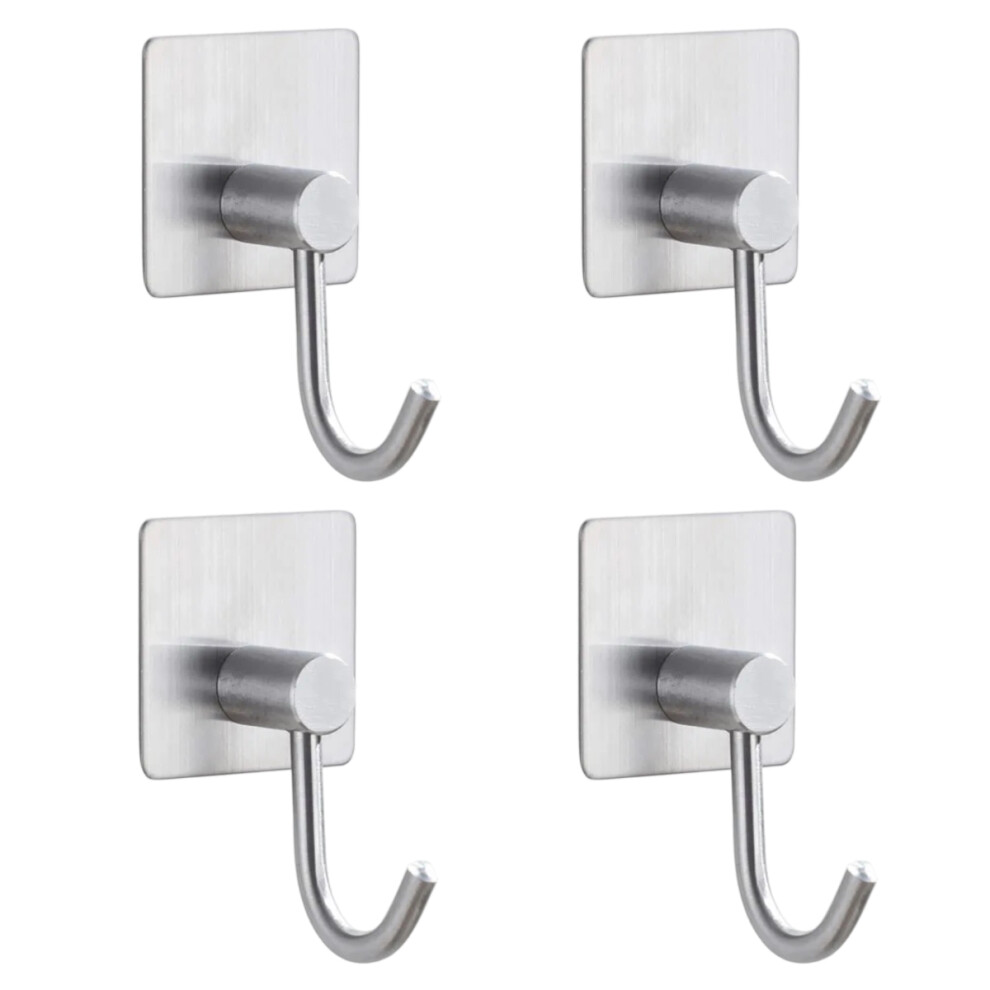 Adhesive Hook, Strong Adhesive Stainless Steel Bathroom Wall Hook, 4Pcs Stainless Steel Curved Hook 9183899044216