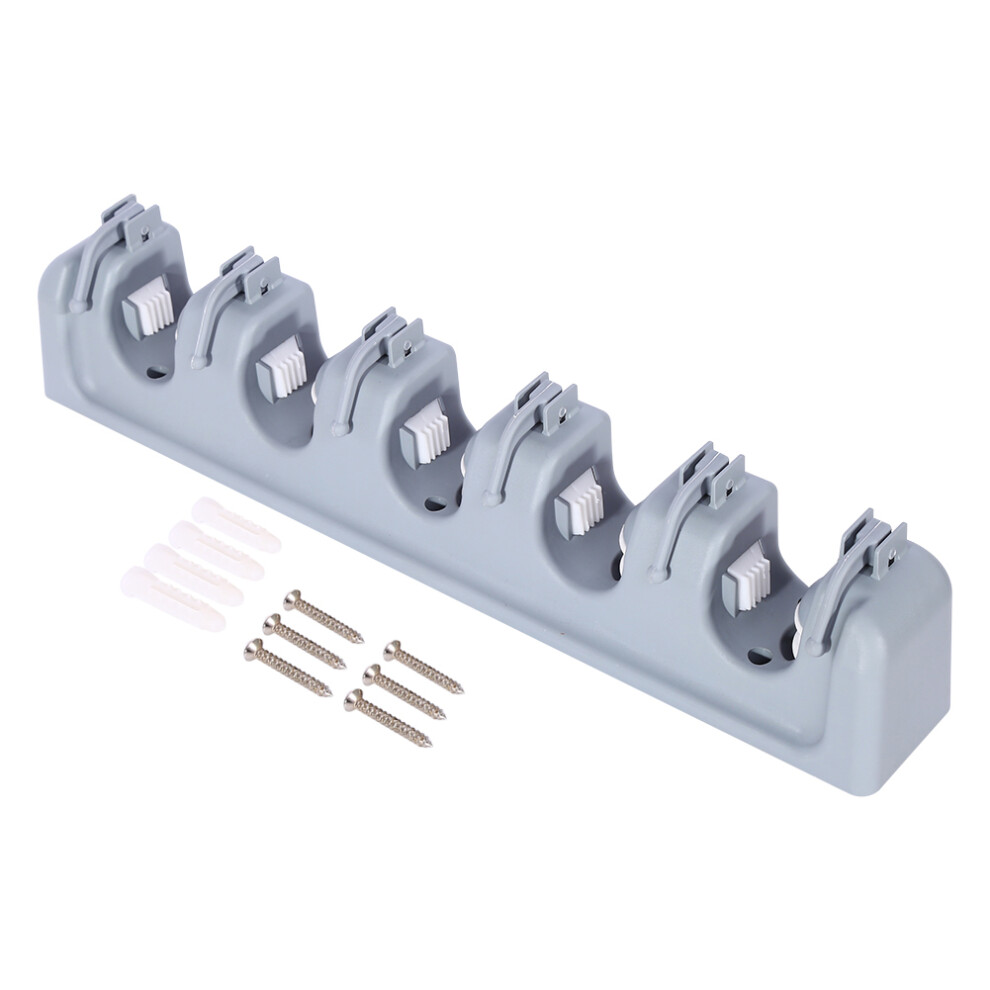Broom Hanger Brush Mop Cleaning Tool Organizer Rack Wall Mounted Storage Holder W/ 6 Hooks 9183899044087