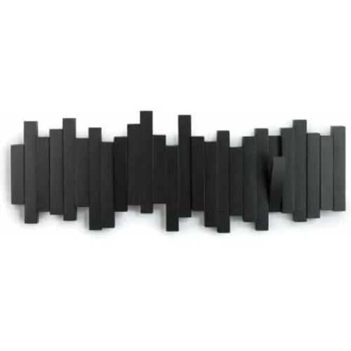 Sticks Wall Coat Rack 5 Folding Hooks, Black