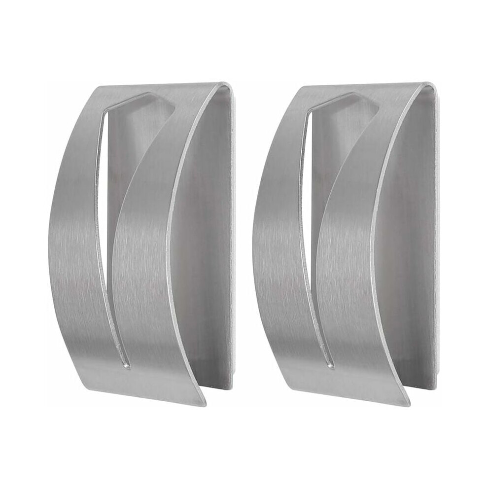 Set of 2 Adhesive Towel Holder Coat Hook Stainless Steel Bathroom Wall Hook for Bath Towels/Tea Towels/Aprons/Garbage Bag Kitchen Home Bathroom-image-OPC-PMHFSMJ-NEW