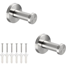 2 Punch-Free Nail-Free Adhesive Hooks Stainless Steel Top Back Wall Door Hook Super Adhesive Laundry Hook Single Hook