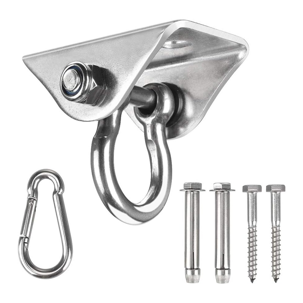 360 Swivel Ceiling Hook 450Kg Sus304 Stainless Steel With M8 Carabiner Swivel Hook For Hanging Chair Sandbag Chair Wooden Yoga Hammock Wall Hook Gym 9183899047545