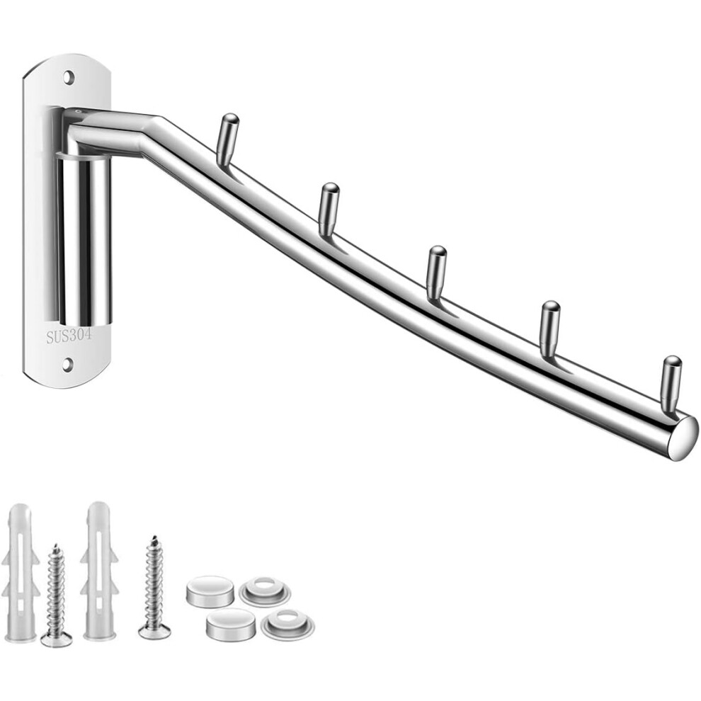 Folding Wall Mounted Clothes Hanger Rack Coat Hanger Stainless Steel Clothes Hook With Swing Arm For Bedroom Bathroom 9183899047590