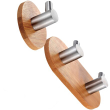 Natural Bamboo Wood Hook Entrance Door Key Hook Decorative Wall Hanging Bedroom Coat Hook