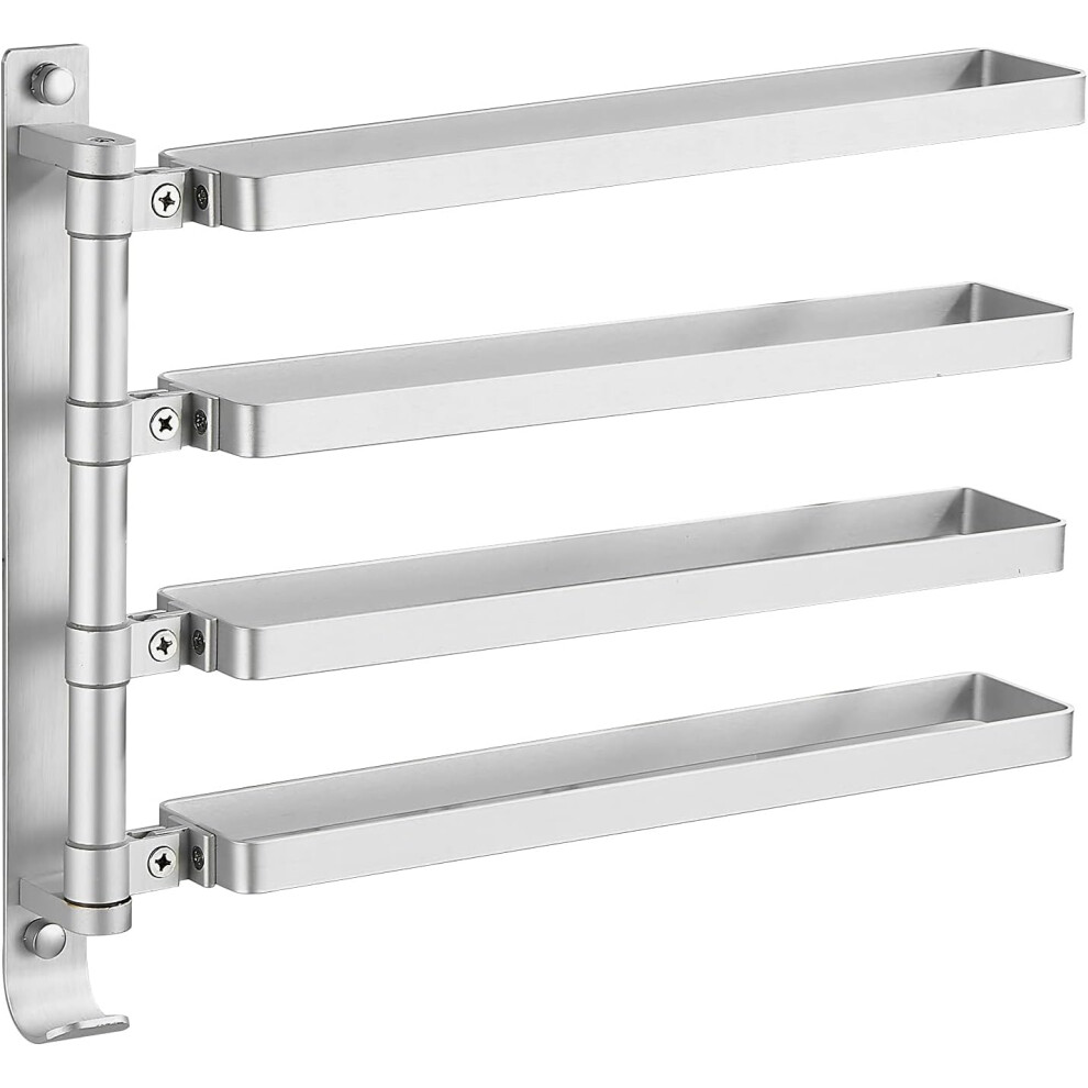 Towel Rack Bathroom Wall Mounted Towel Rack Towel Rack With 4 180 Rotating Bars Dry And Wet Separation For Shower And Kitchen (Silver) 9183899048030