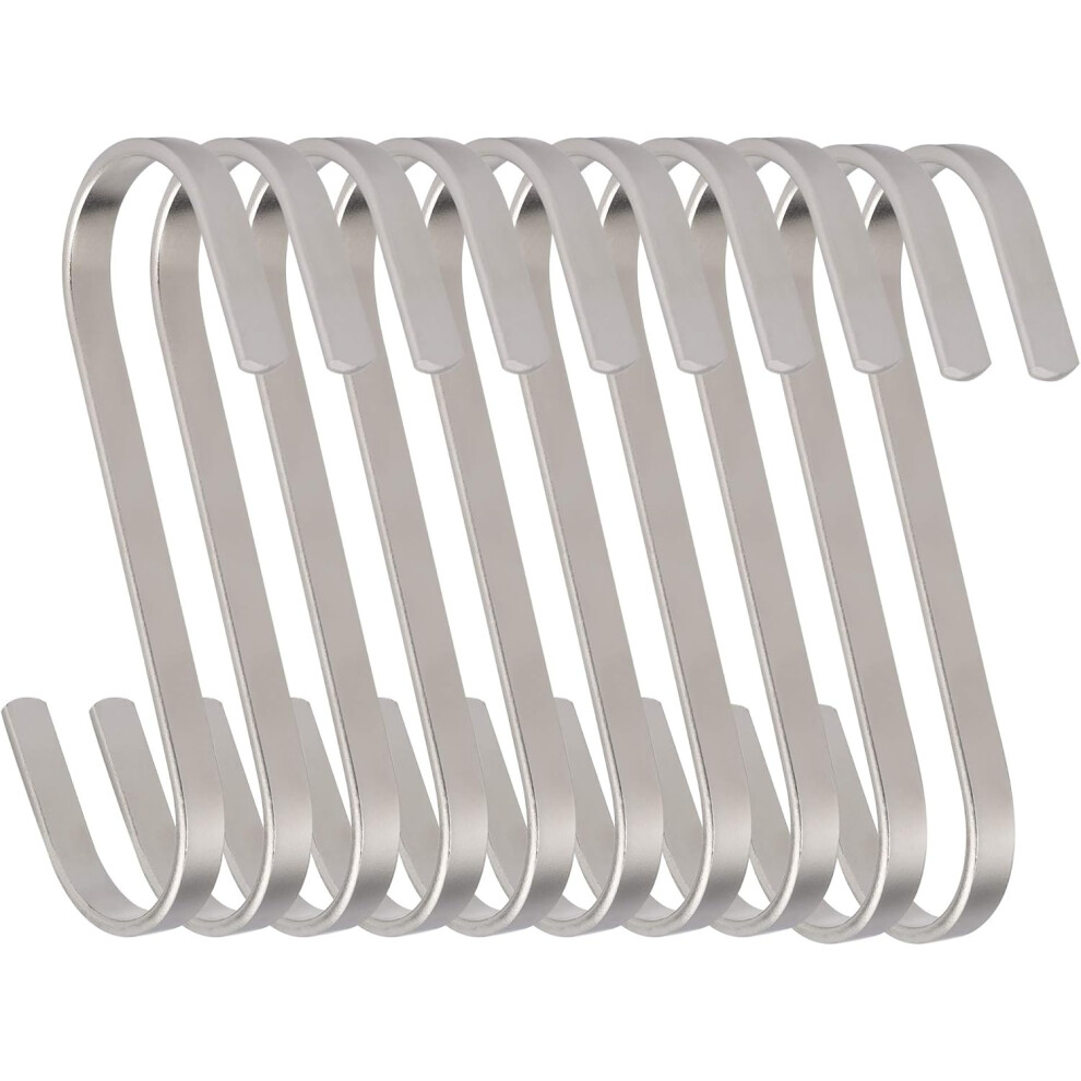 11Cm S-Hooks Large Flat S-Hooks Stainless Steel Hanging Hook For Kitchen Utensils, Towels, Clothes, Plants, Gardening Tools 10 Pieces 9183899048818