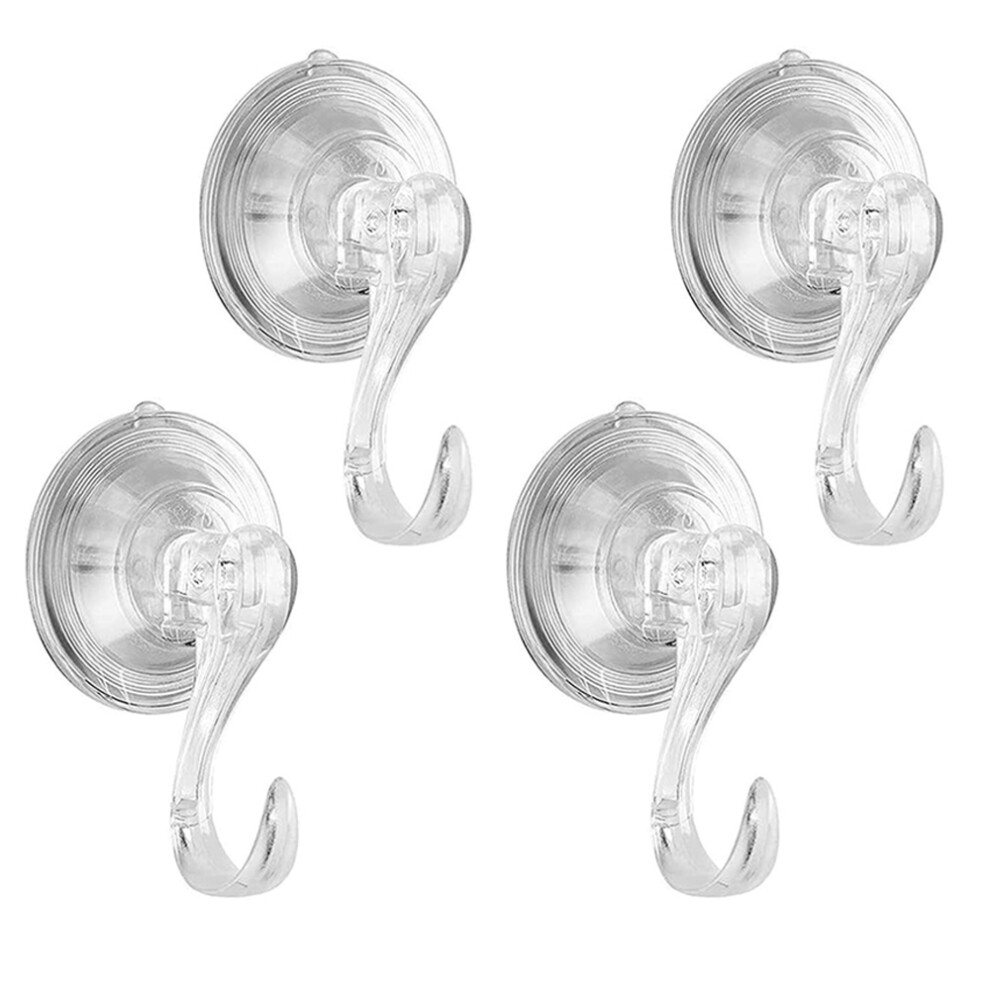 4 Pack Suction Cup Hooks, Clear Reusable Heavy Duty Vacuum Suction Cup Hooks For Shower, Kitchen Bathroom Towel Hooks Removable Wreath Door Hanger 9183899048719