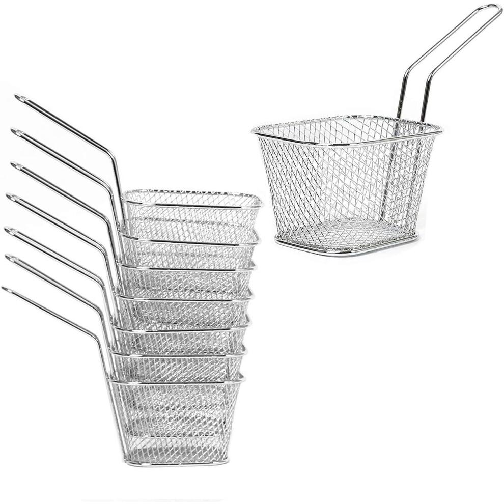 Stainless Steel Individual Square Fries Basket, French Fries Serving Plates Kitchen Tools For Food Frying Chips, Shrimps, Onion Rings 9183899049112