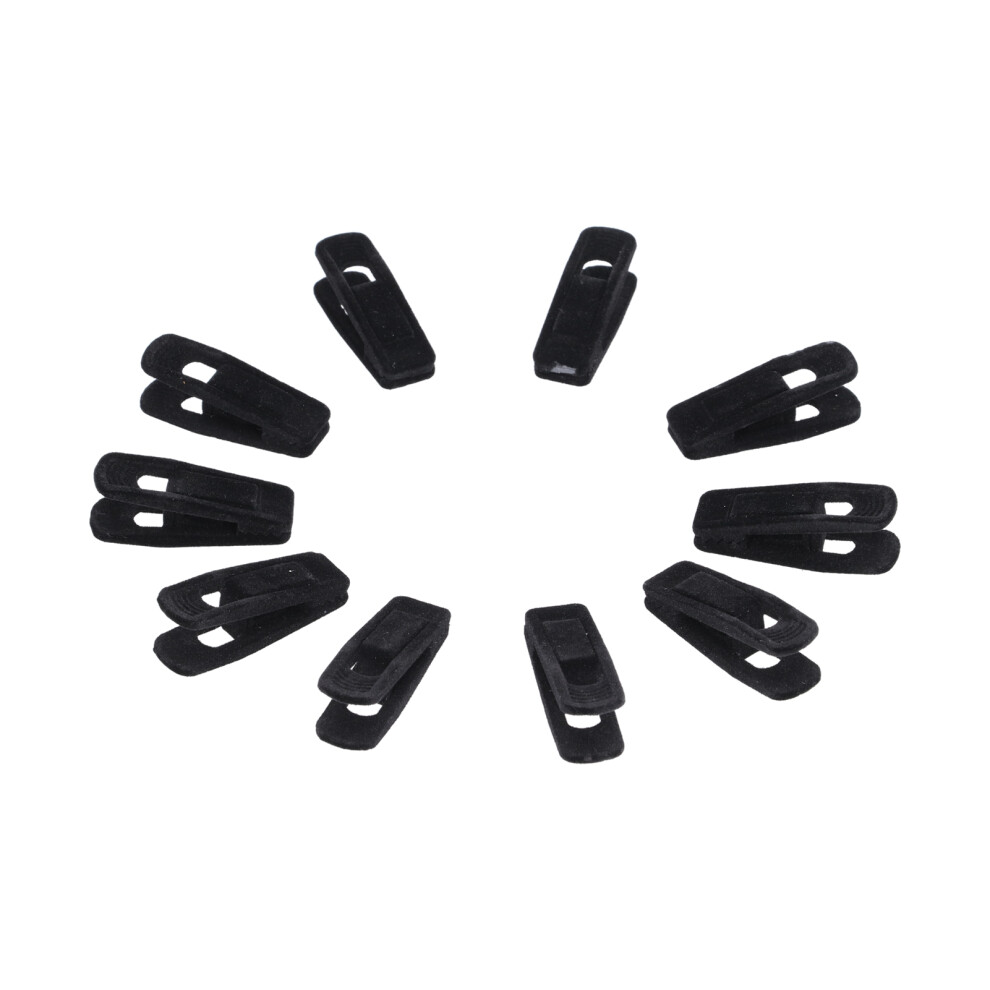 10Pcs Flocking Hanger Clips Non Slip Velvet A Clip For Pants Skirt Business Suit Socks(Black ) 9183899051306