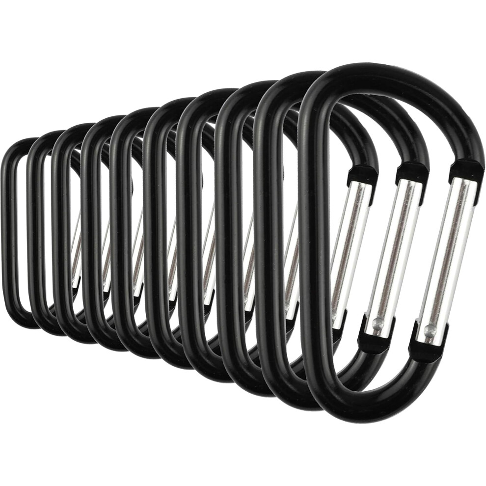 Aluminum Carabiner Clip Snap Hook Keyring Carabiners Keychains Black(10P) 9183899047507